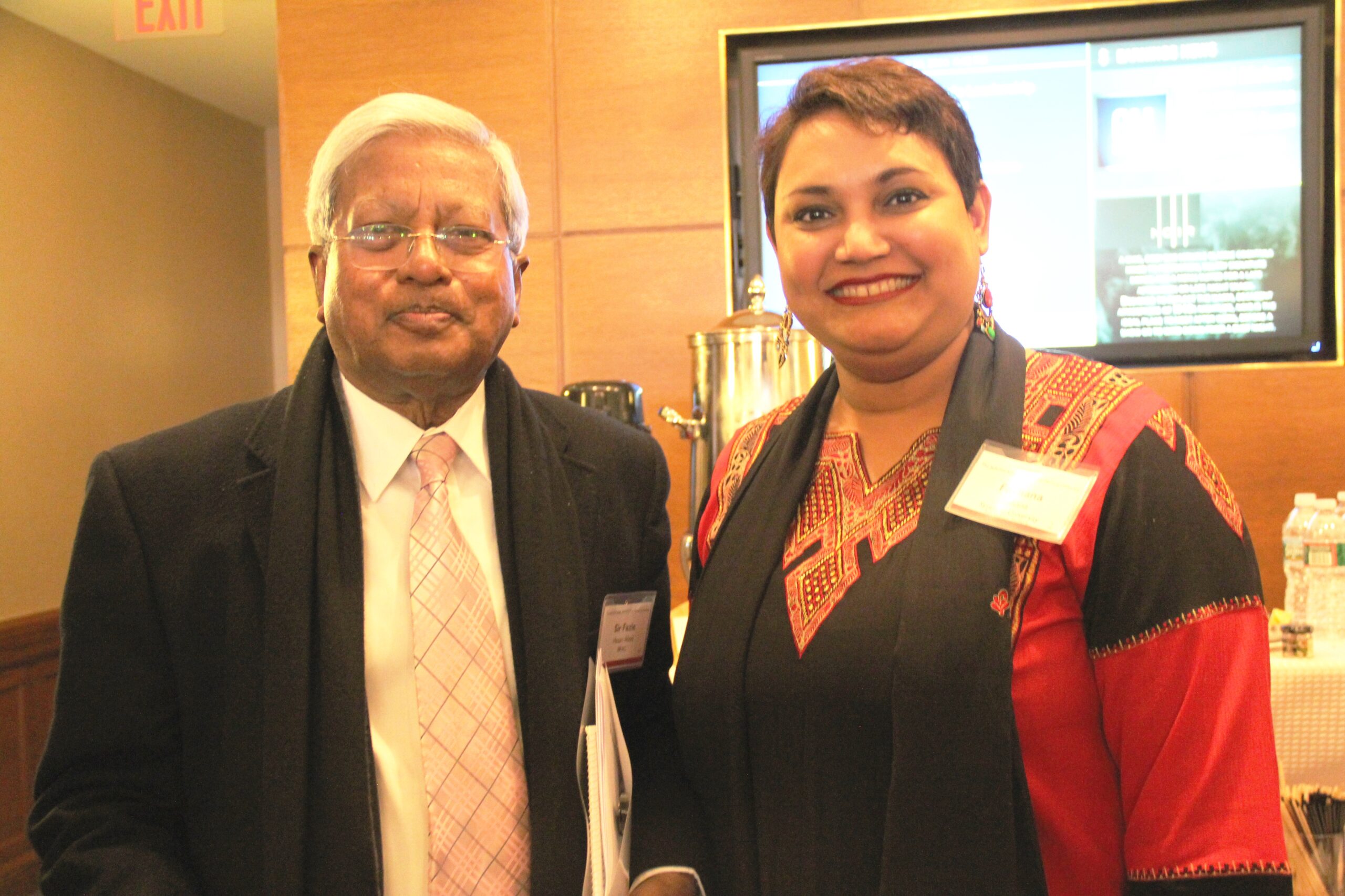 Dr. Farhana Sultana with Sir Fazle Hasan Abed, KCMG, the founder of BRAC, at Harvard University, 2015